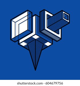 Abstract three-dimensional shape, vector design cube element.