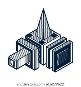 Abstract three-dimensional shape, vector design cube element.