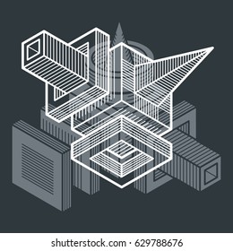 Abstract three-dimensional shape, vector design cube element.