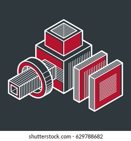 Abstract three-dimensional shape, vector design cube element.