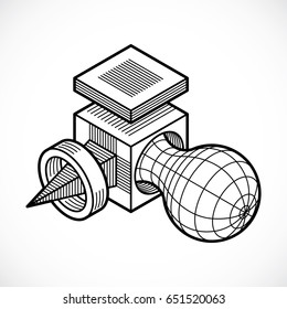 Abstract three-dimensional shape, vector design cube element.