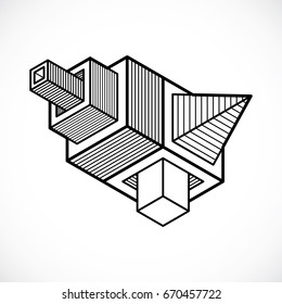 Abstract three-dimensional shape, vector design cube element.