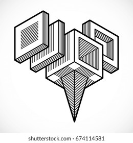 Abstract three-dimensional shape, vector design cube element.