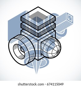 Abstract three-dimensional shape, vector design cube element.
