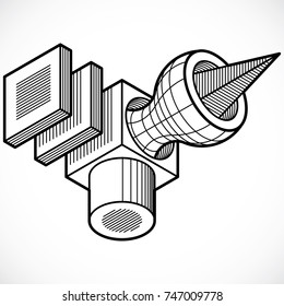 Abstract three-dimensional shape, vector design cube element.