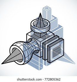 Abstract three-dimensional shape, vector design cube element.