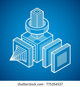 Abstract three-dimensional shape, vector design cube element.