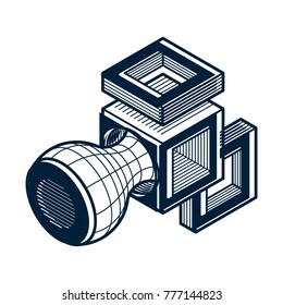 Abstract three-dimensional shape, vector design cube element.