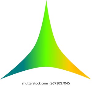 Abstract three-pointed technology logo symbolizing balance, focus, and the inner energy of innovation
