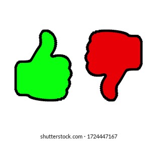 Abstract thumb up and down on a white background, sign for design, vector illustration