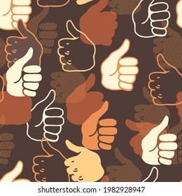 Abstract thumbs up hand gesture vector graphic art seamless pattern can be use for background and apparel design
