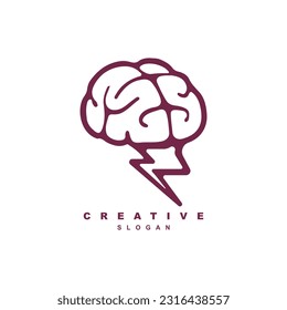 Abstract thunder brain or brainstorm logo design vector illustration