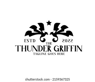 abstract thunder griffin logo vector silhouette icon