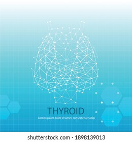 Abstract Thyroid icon form lines and triangles Vector, blue medical background 