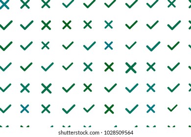 Abstract tick or cross mark, right or wrong sign. Good for web page, wallpaper, graphic design, catalog, texture or background. Cartoon style vector.