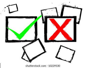 abstract tick green true and red false