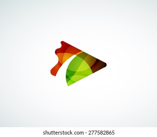Resumen del diseño del logotipo de garrapatas de las piezas de color, formas geométricas superpuestas.  Efectos de luz y sombra