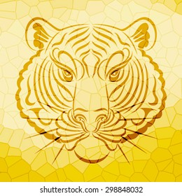 abstract tiger face design on crystal pattern background vector, tiger face, wild animal 