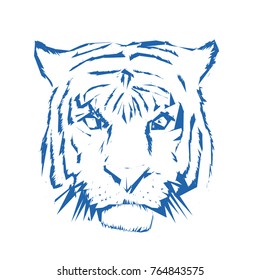 Abstract Tiger Face on White Background. Vector illustration