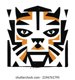 Abstract tiger face, vector illustration.