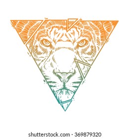 Abstract  tiger head. Hand draw