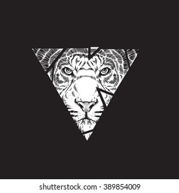 Abstract  tiger head. Hand draw