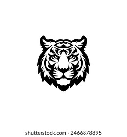 Abstract tiger head, icon logo template design, isolated white background.