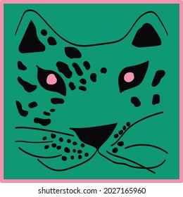 Abstract tiger illustration on green, vector