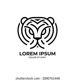 Abstract Tiger line art Logo template for business 