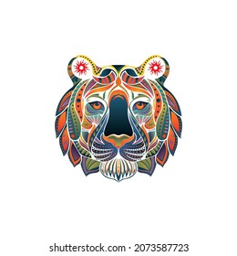 Abstract Tiger - lion isolated on white background.
