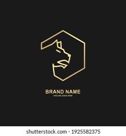 abstract tiger logo inspiration. elegant logo with line art. hexagon combination. simple and unique