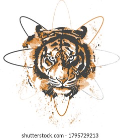 Abstract Tiger Portrait Graphic Illustration