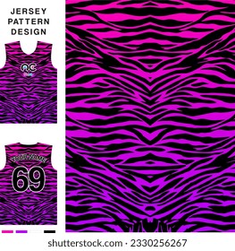 Abstract tiger purple concept vector jersey pattern template for printing or sublimation sports uniforms football volleyball basketball e-sports cycling and fishing Free Vector.