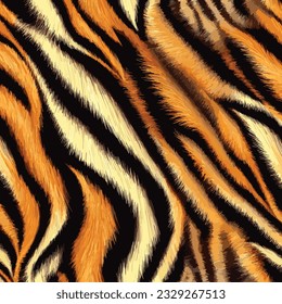 Texture of bengal tiger fur, orange stripes pattern. Animal skin