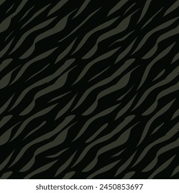 Abstract Tiger Skin Pattern Vector Illustration Wild Texture Seamless Design. Animal Striped Skin Fur Pattern Texture Background