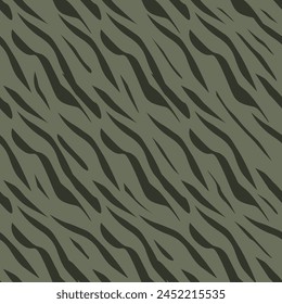 Abstract Tiger Skin Pattern Vector Illustration Wild Texture Seamless Design. Animal Striped Skin Fur Pattern Texture Background