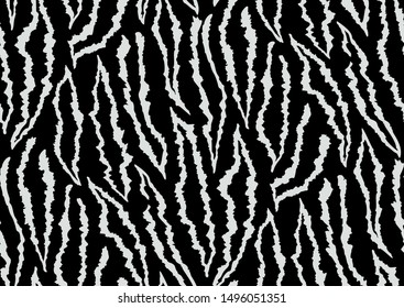 Abstract tiger skin seamless pattern for print design. Vector illustration black and white wallpaper.