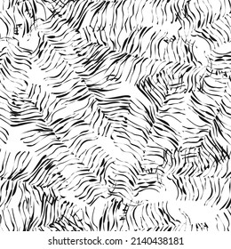 Abstract tiger skin seamless pattern. Camouflage background of exotic fur. Repeated design texture for printing, fabric, wrapping paper, fashion, interior, wallpaper, tissue. Vector illustration.
