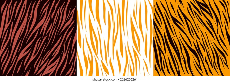 Abstrakter Tigerstreifen hintere Hintergrundkollektion nahtlos Muster. Vektorgrafik. Chinesisches Symbol von 2022