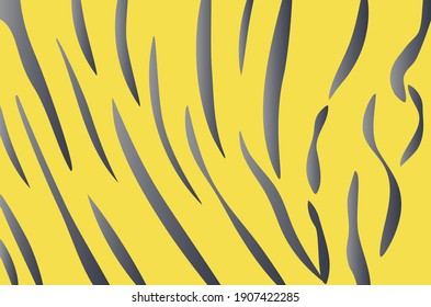 Abstract tiger stripes, exotic animal skin, grey and yellow colors design background.