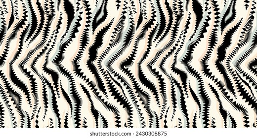  Abstract tiger stripes in modern style hand drawn with wavy zigzag lines
