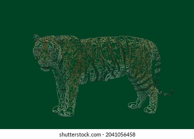 Abstract Tiger. Vector colorful illustration. Line art design.