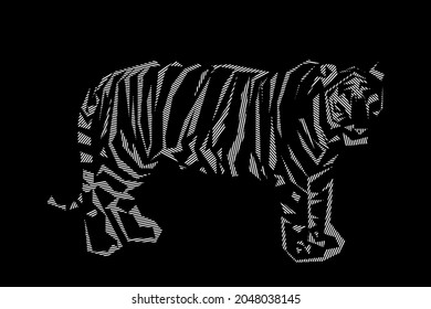 Resumen Tigre. Ilustración vectorial. Diseño de líneas rayadas.