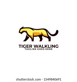 Abstract Tiger Walking Concept illustration vector template. Suitable for Creative Industry, Multimedia, entertainment, Educations, Shop, and any related business