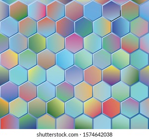 Abstract tile background. Noise structure with hexagon colored tiles. Vector image