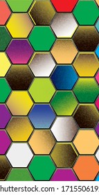 Fondo de mosaico abstracto. Estructura ruidosa con azulejos hexagonales. Diseño vectorial de pantalla moderna para aplicaciones móviles. Imagen vectorial