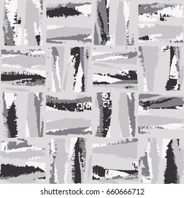Abstract tile check in brushstrokes. Seamless pattern.