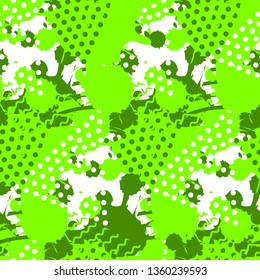 Abstract tile pattern with fluid forms in modern lime color.