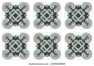 Abstract tile seamless pattern. Repeating pattern. Background green printed. Geometric texture. 