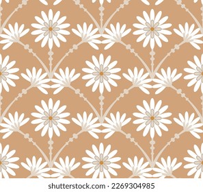Resumen Estilo de mosaico Flores Art Deco Patrón transparente Diseño de colores de moda a la moda Perfecto para la impresión de tela de alamante o envolver papel Tonos marrones lechosos